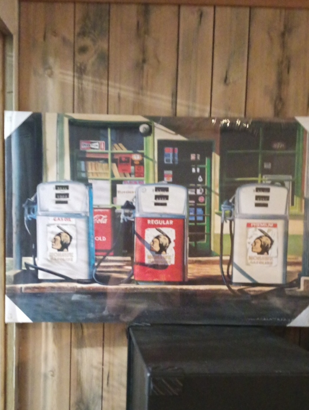 Vintage Gas Pump Canvas Wall Art - Red, White, Blue